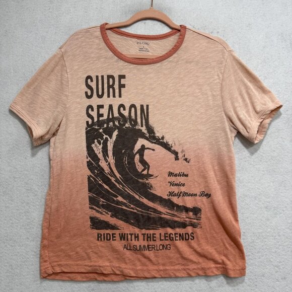 Pilcro Shirt Womens Small Peach Ombre Graphic Surf Season Surfer Tee Malibu - Picture 1 of 6